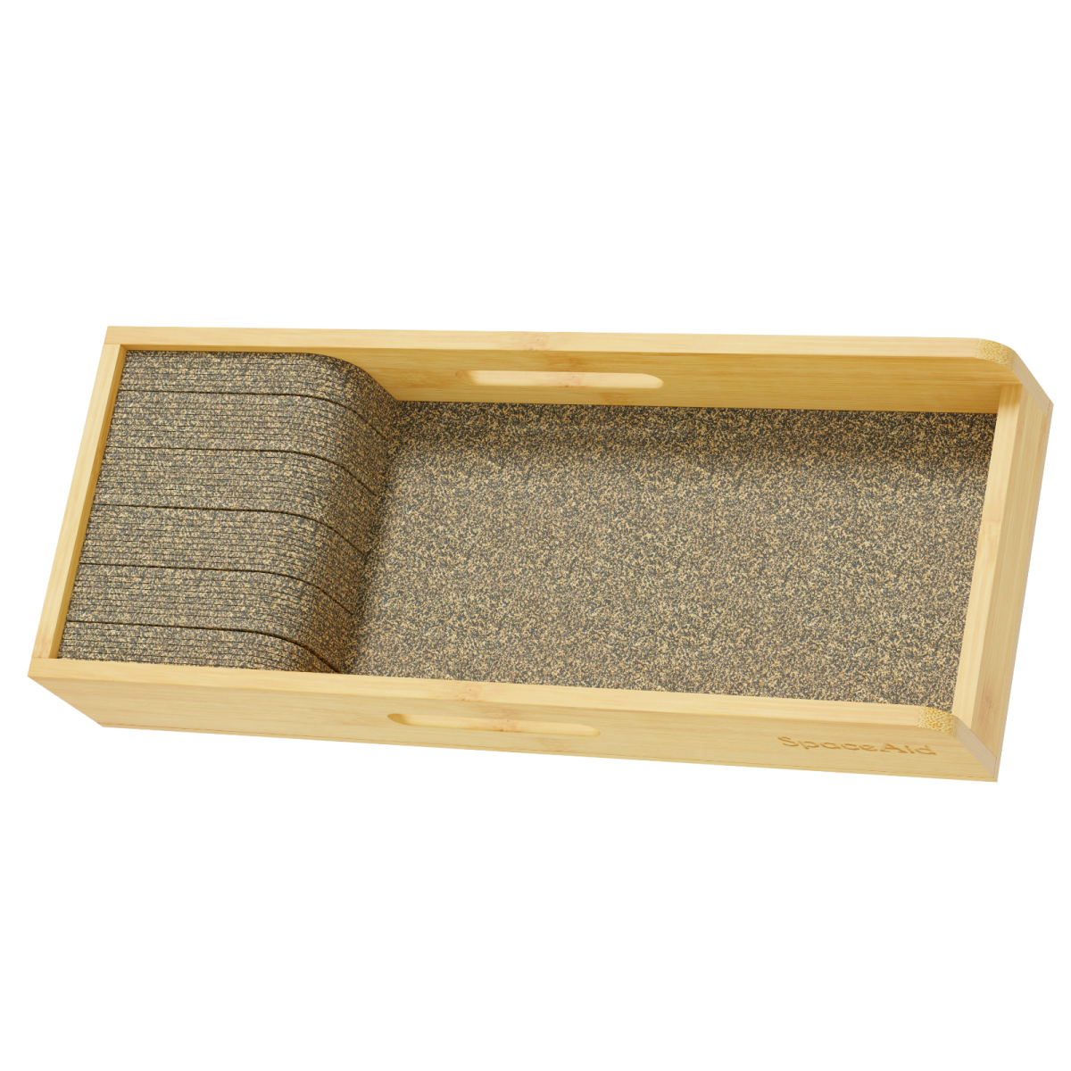 Front. Tooloton - Bamboo Drawer Organizer Tray, Knife Holder Insert for Kitchen Flatware Storage (Small, Natural) - Natural.