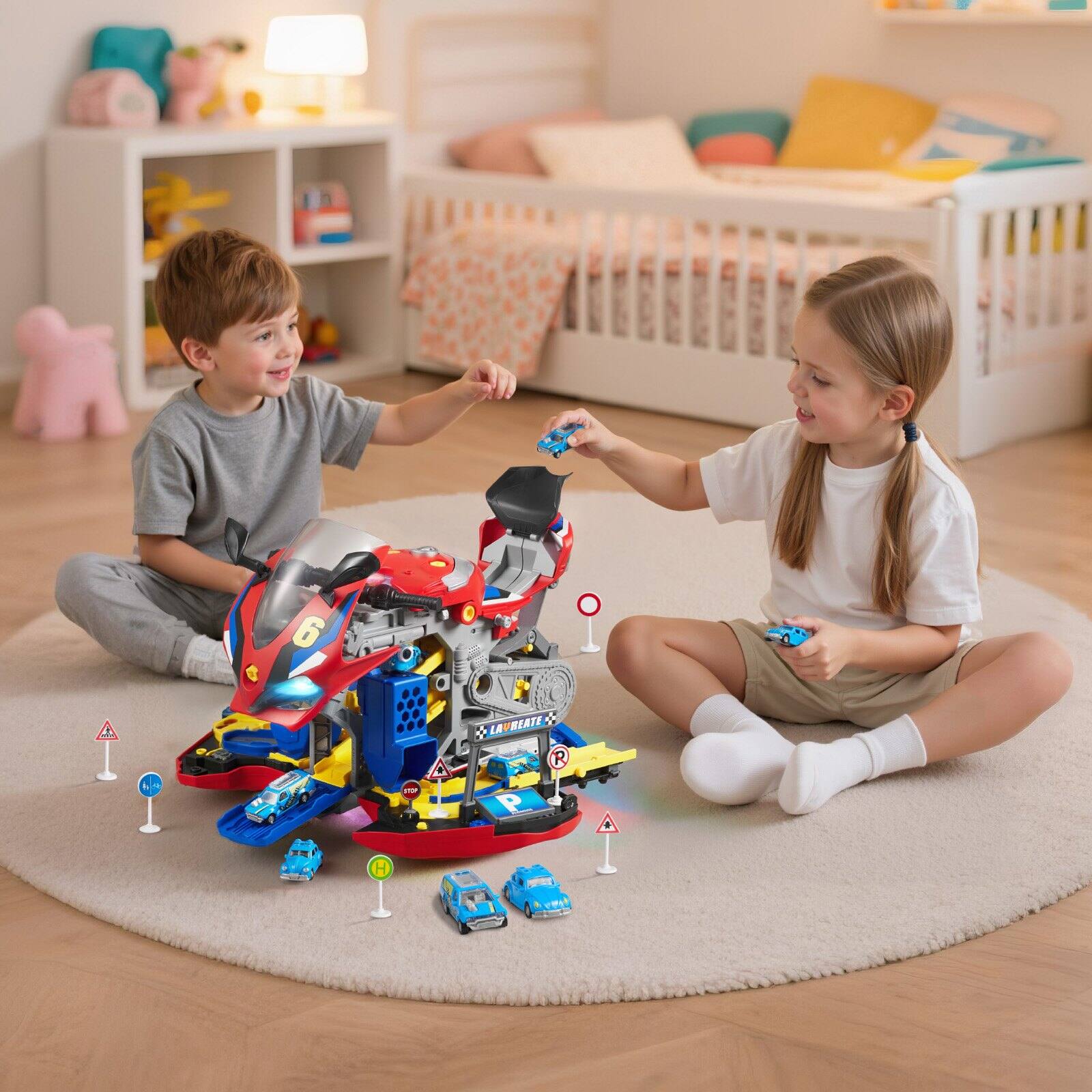 Alt View 1. Glintex - Motorcycle Engine Toy for Kids, 25PCS Mechanic Repair Playset with Lights, Sounds, Removable Parts & Racing Simulation.