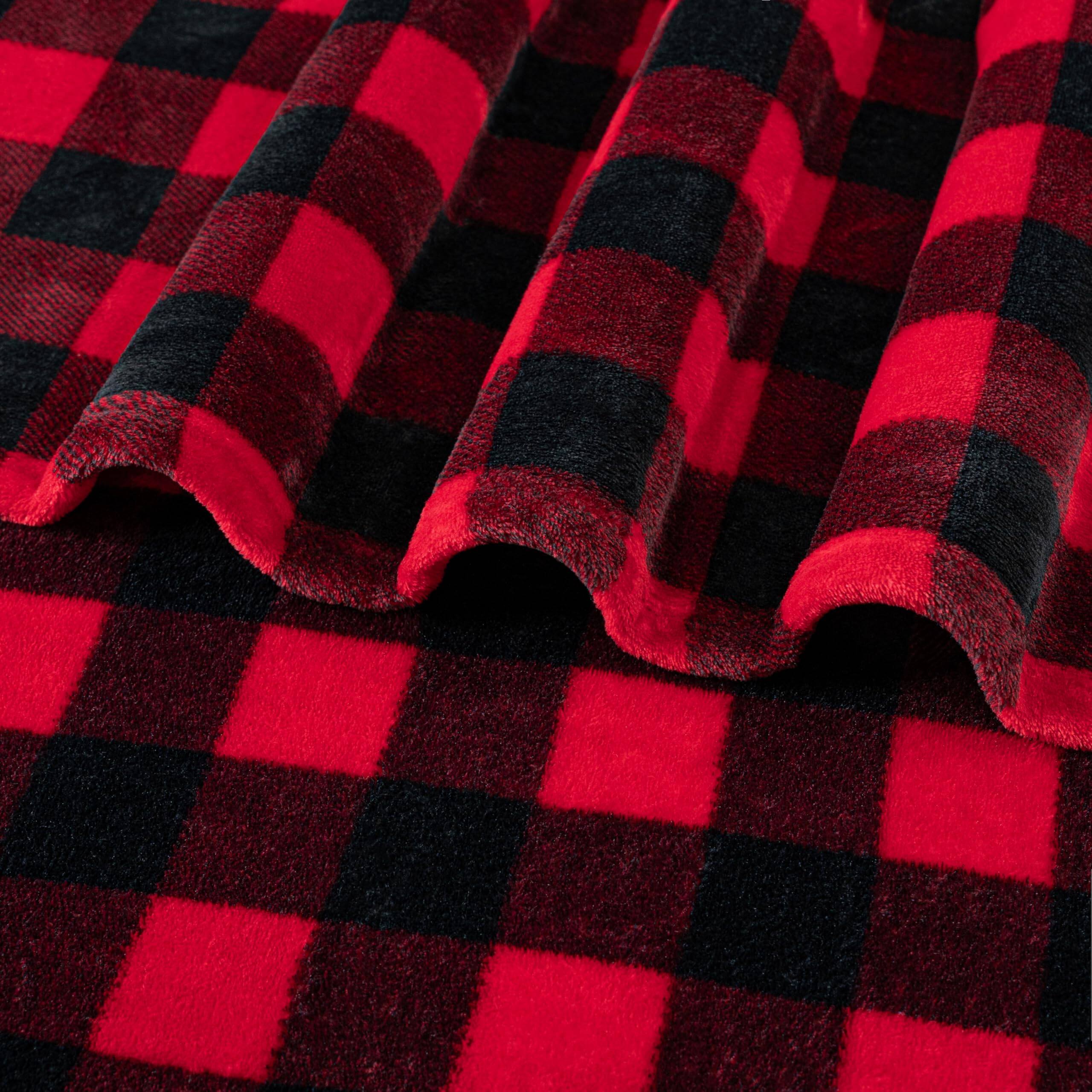 Alt View 4. Alchemy Casas - And Plaid Fleece Throw Blanket For Couch Soft Checkered Flannel Sofa Christmas Bed Warm Cozy Decorative Fall - Plaid Orange Black 50 x 60 Inches - Throw.