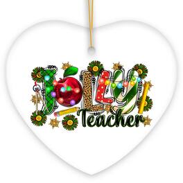 OrnamentallyYou - Jolly Teacher Mentor and Instructor Holiday Gift Christmas Ornament for School Class - Multi-colored