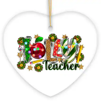 Front. OrnamentallyYou - Jolly Teacher Mentor and Instructor Holiday Gift Christmas Ornament for School Class - Multi-colored.