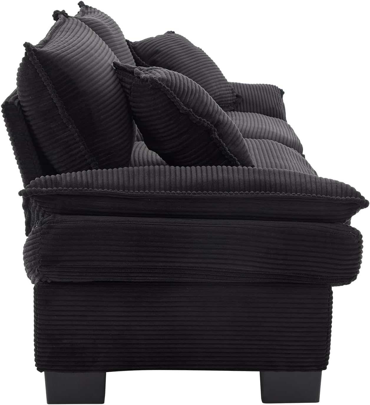 Alt View 4. Trinkets Crazed - 84" Cloud Corduroy Loveseat Sofa, Modern Comfy Upholstered 2 Seater Sofa Deep Seat Sofa with 2 Throw Pillows - black.