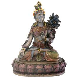 Pacific Trading - White Tara Compassion Bodhisattva on Meditative Alter Buddhism Figurine 6.5 inch - Bronze