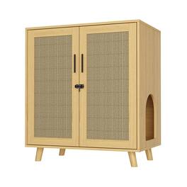 FUFU & GAGA - Multi-Functional Cat Furniture Cabinet – Hidden Litter Box Storage & Scratching Post with Adjustable Shelves