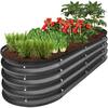 Front. Best Choice Products - Best Choice Products 4x2x1ft Outdoor Raised Metal Oval Garden Bed, Planter Box for Vegetables, Flowers - Charcoal - Charcoal.
