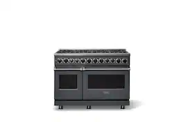 Viking - 48 in. Wide 8 Burner 7-Series Dual Fuel Self-Clean Range - Cast Black
