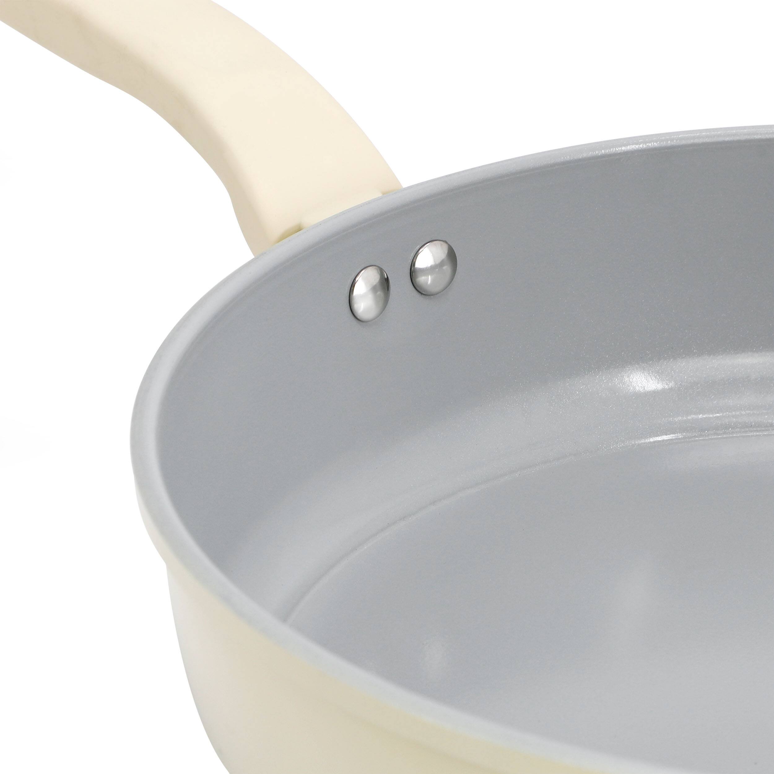 Alt View 2. Gibson - Gibson Home Barnsdall 11 Inch 4 Quart Ceramic Nonstick Alimunium Saute Pan with Lid in Cream - White.