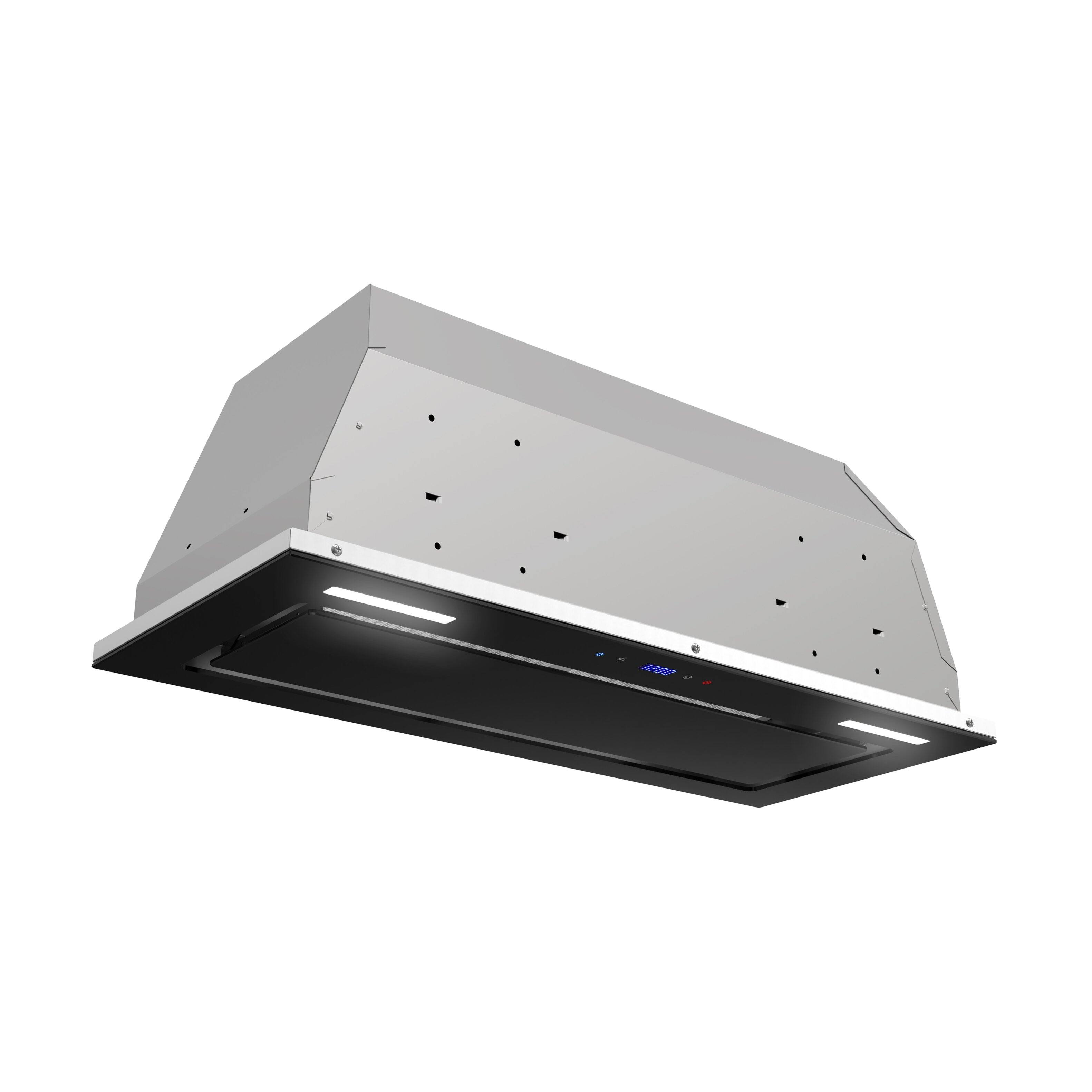 Alt View 2. Streamline - 28 in. Crosa Ducted Insert 350 CFM Range Hood, Mesh Filters, Touchpad Control, LED Lights - Glossy Black.