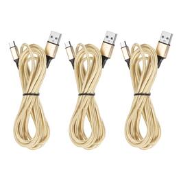 Unique Bargains - 3pcs Controller Charger Cable 6Ft USB A to Micro USB Fast Charging Cord - Gold