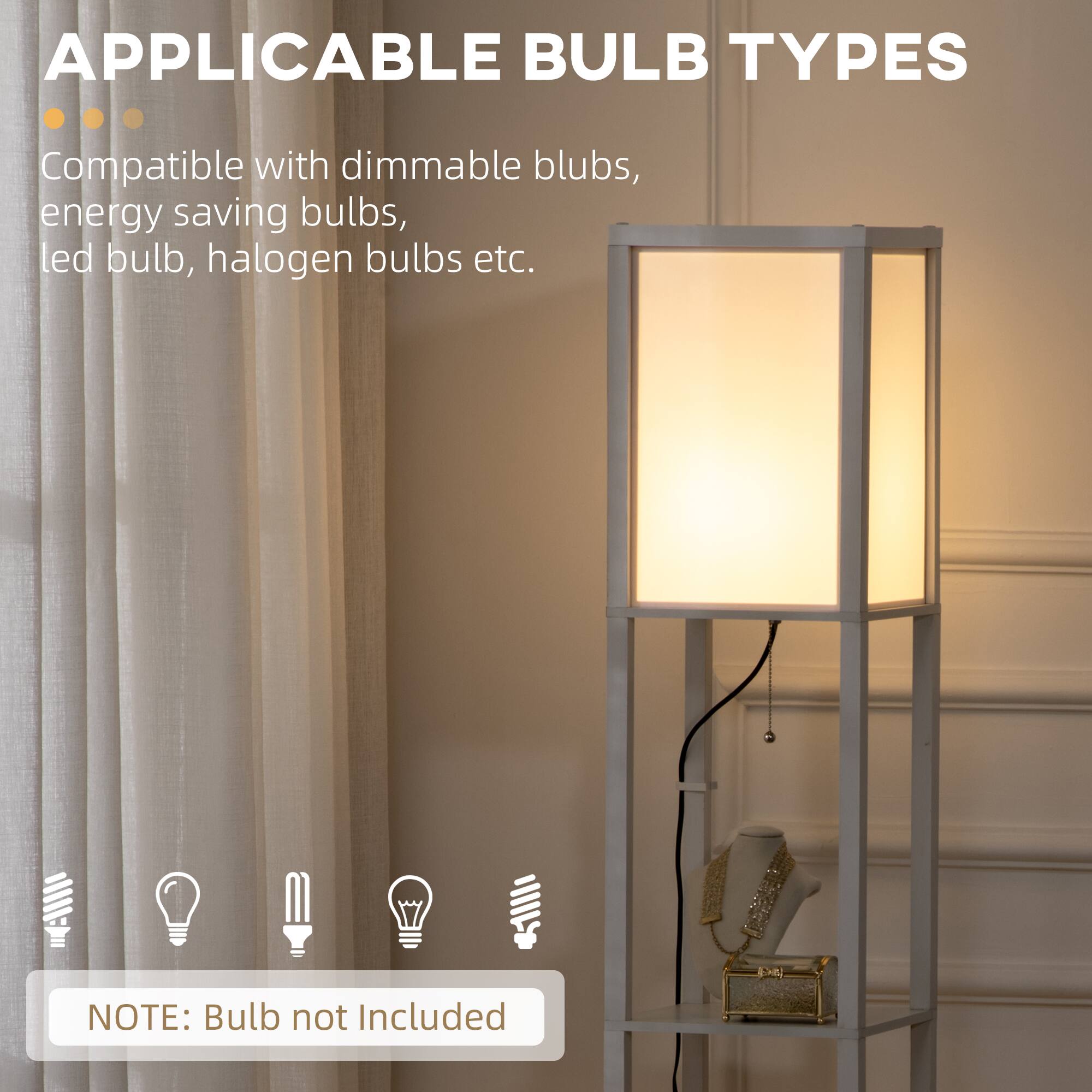 **APPLICABLE BULB TYPES**

Compatible with dimmable bulbs, energy saving bulbs, LED bulb, halogen bulbs etc.

**NOTE:** Bulb not Included