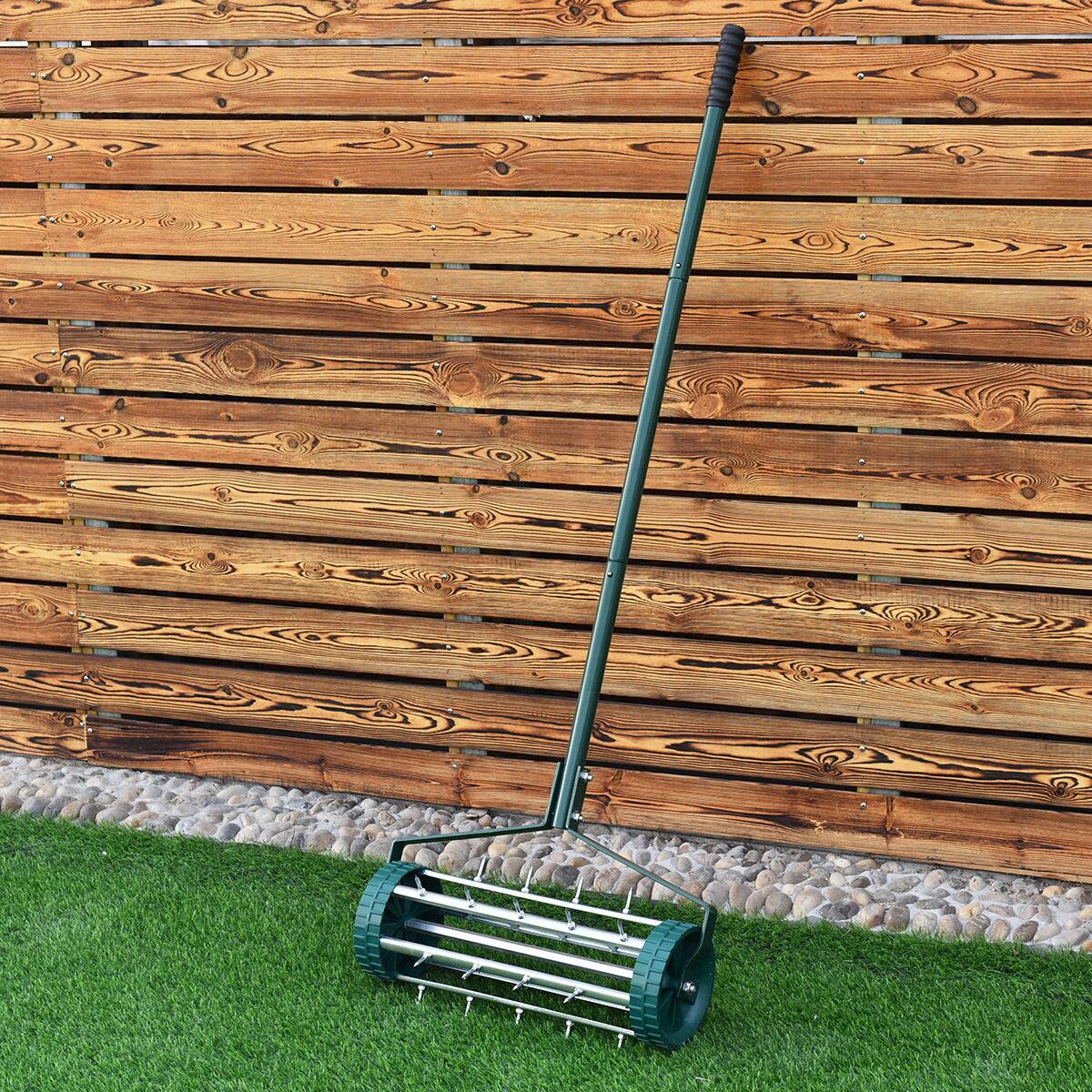 Alt View 8. Gymax - Gymax Rolling Garden Lawn Aerator Roller Home Grass Steel Handle - Green.