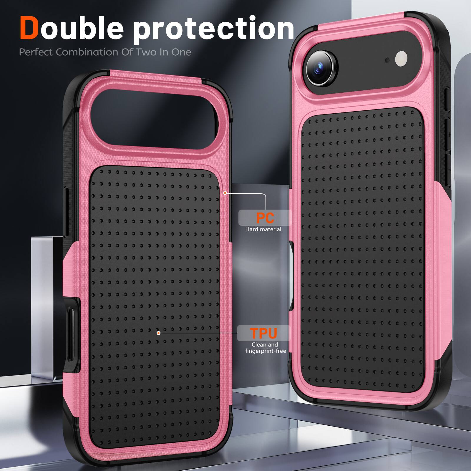 Double protection  
Perfect Combination Of Two In One

PC  
Hard material

TPU  
Clean and fingerprint-free