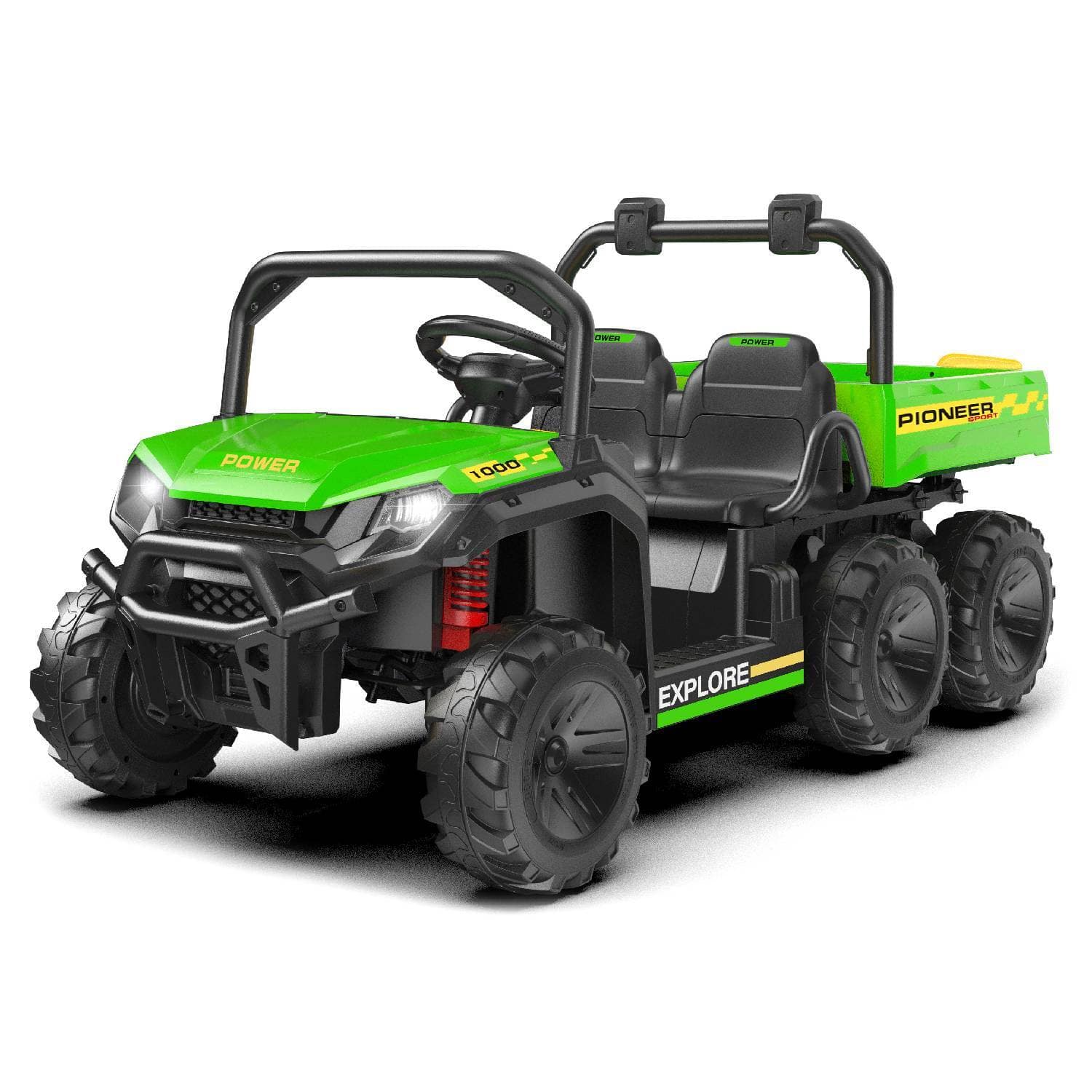 Qeetex - 2-Seater Ride-on Toy 24V 4WD Electric Dump Truck for Kids Best Gift, Green