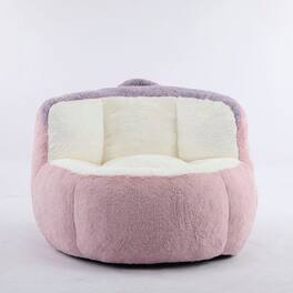 Resenkos - Oversized Bean Bag Chair, Multicolor Faux Fur Couch Filled with Sponge, Large Lounger Sofa, Pink White Purple - Multicolor