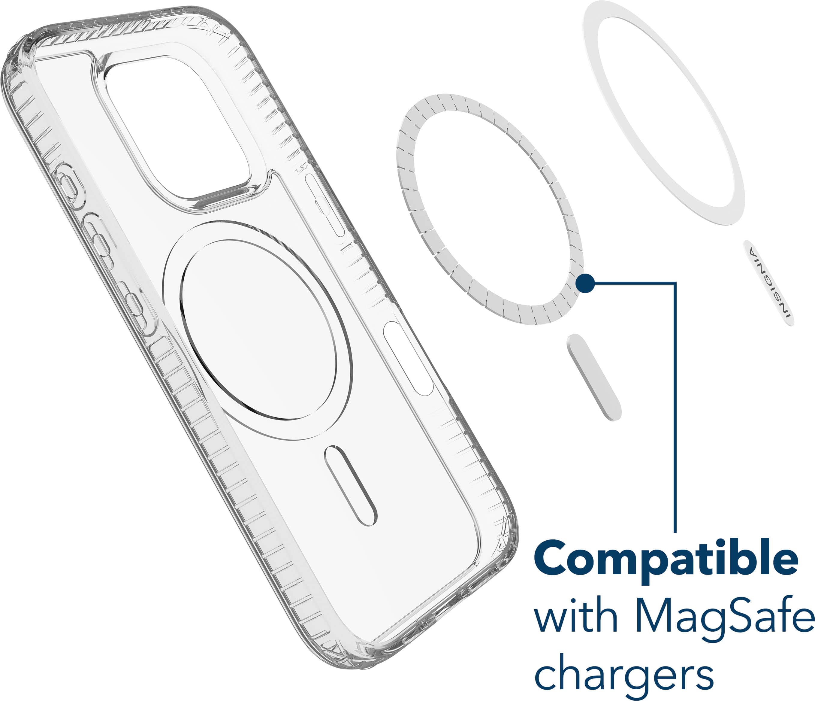 The text on the image reads: "Compatible with MagSafe chargers."