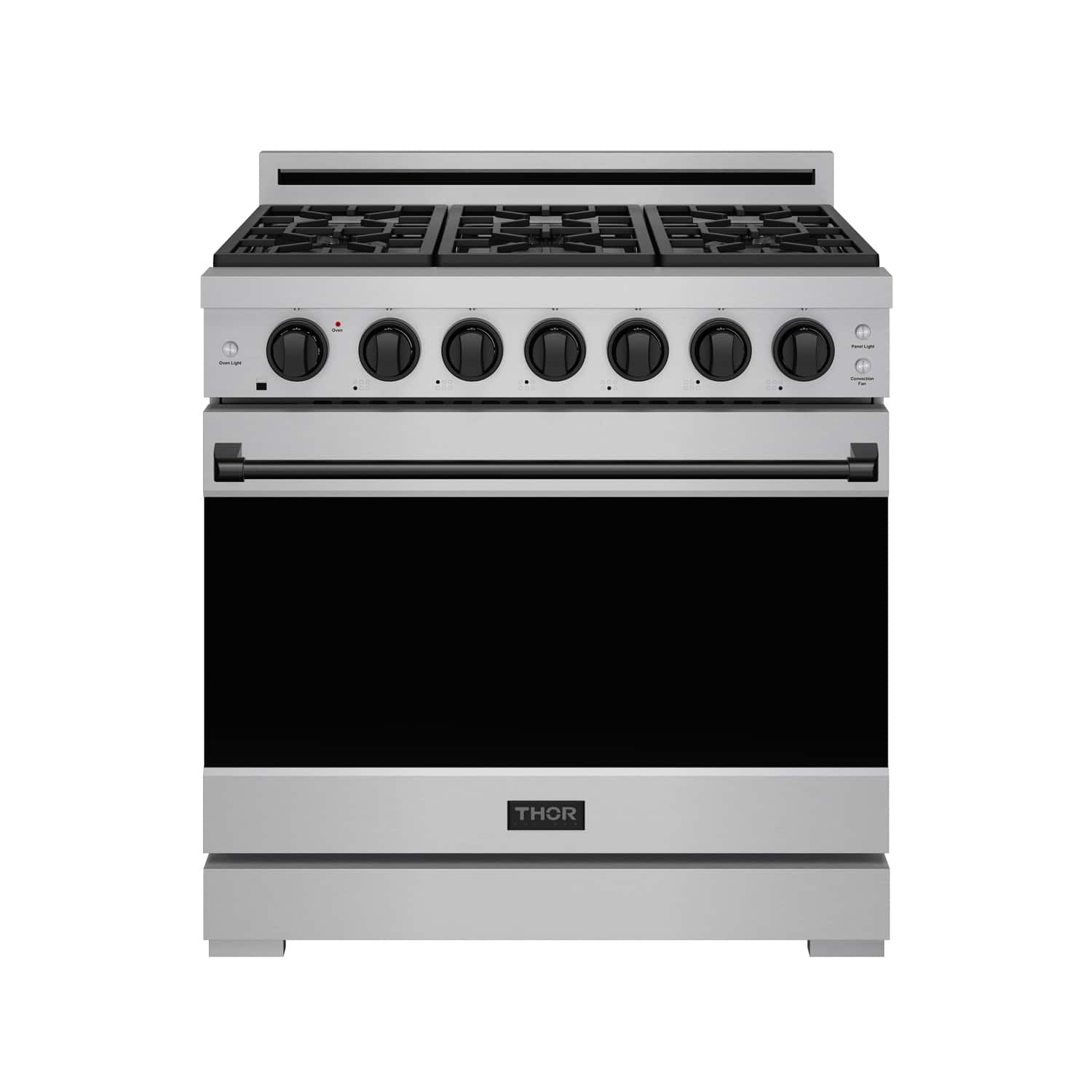 Front. Thor Kitchen - Gordon Ramsay Series by Thor Kitchen 6.0 Cu. Ft Freestanding Gas Range with Black Hardware - Stainless Steel.