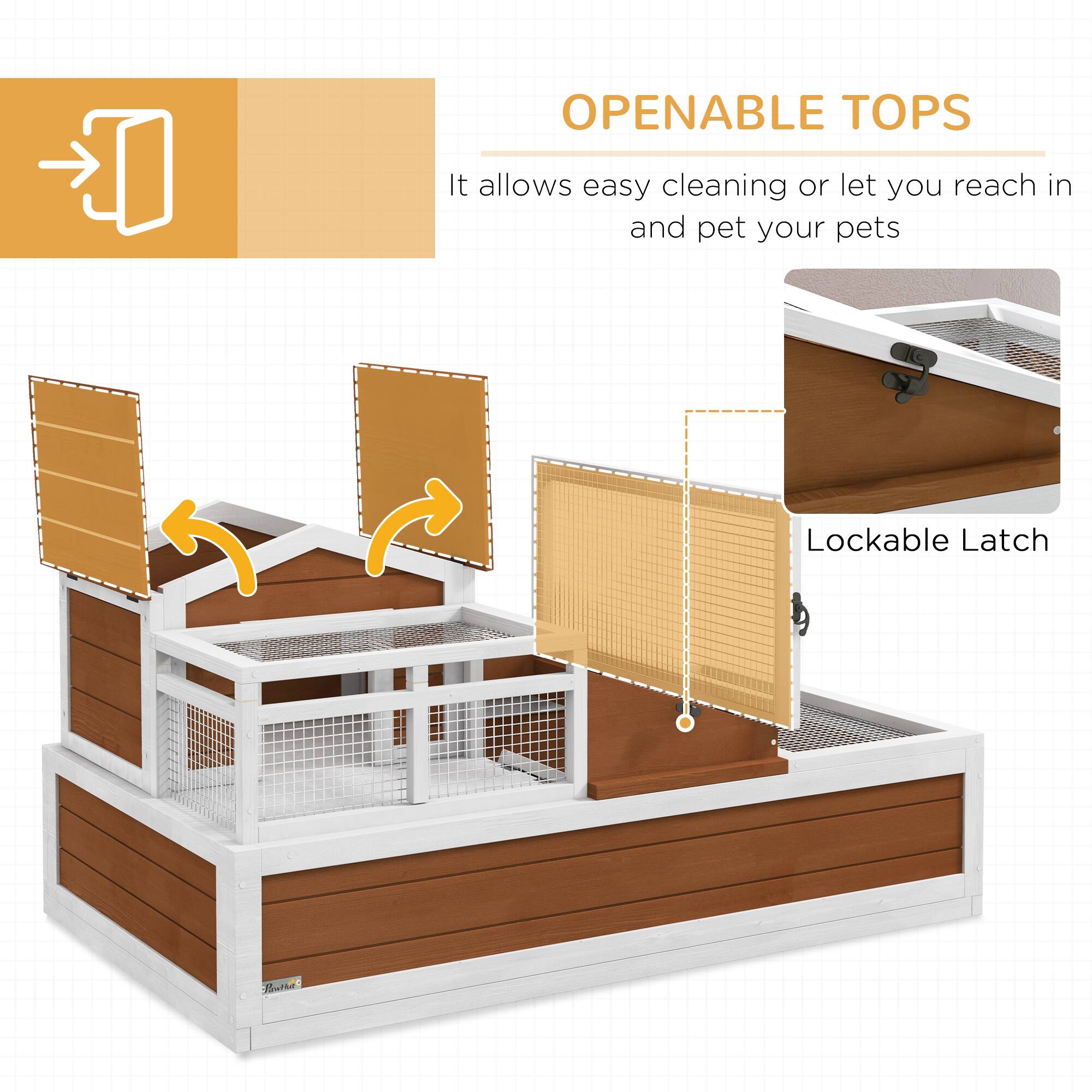 OPENABLE TOPS

It allows easy cleaning or let you reach in and pet your pets

Lockable Latch