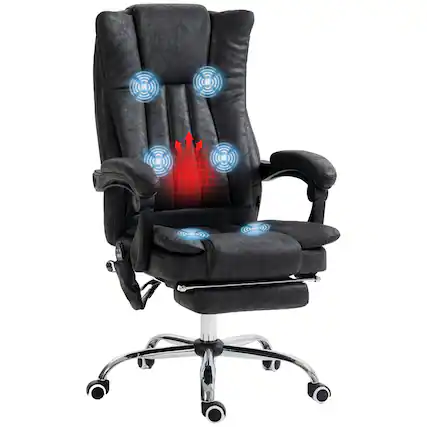 Front. Vinsetto - 6 Point Vibration Massage Office Chair, High Back Computer Chair with Heat, Adjustable Height - Black.