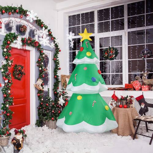 Alt View 8. Winado - 7 FT Inflatable Christmas Tree with Built-in LED Lights for Holiday Party Lawn Decoration - Green.