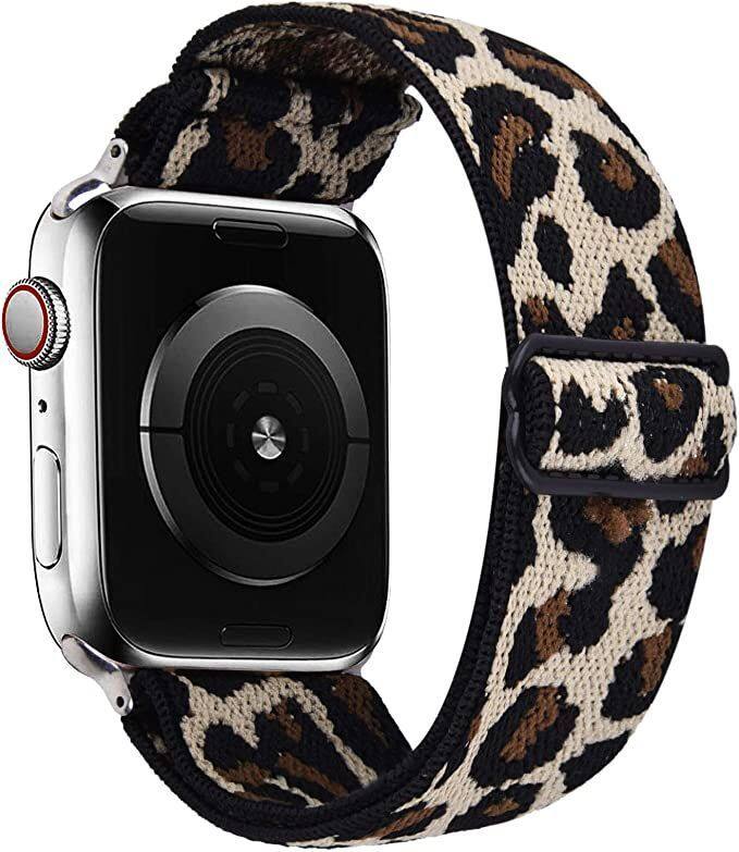 Left. Worryfree Gadgets - Worryfree Gadgets Nylon Stretchy Band for Apple Watch iWatch Band 4 3 2 1 & SE - 42/44/45mm - Leopard Print 2 - Leopard Print 2.