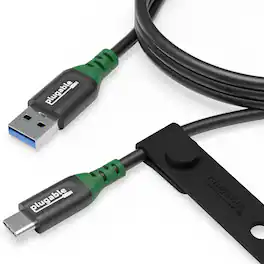 Plugable - USB C to USB A Cable, USB 3.2 Gen 2 USB Cables, 3A (15W) Charging USB C Data Cable 10Gbps - 3.3ft (1M) - Black
