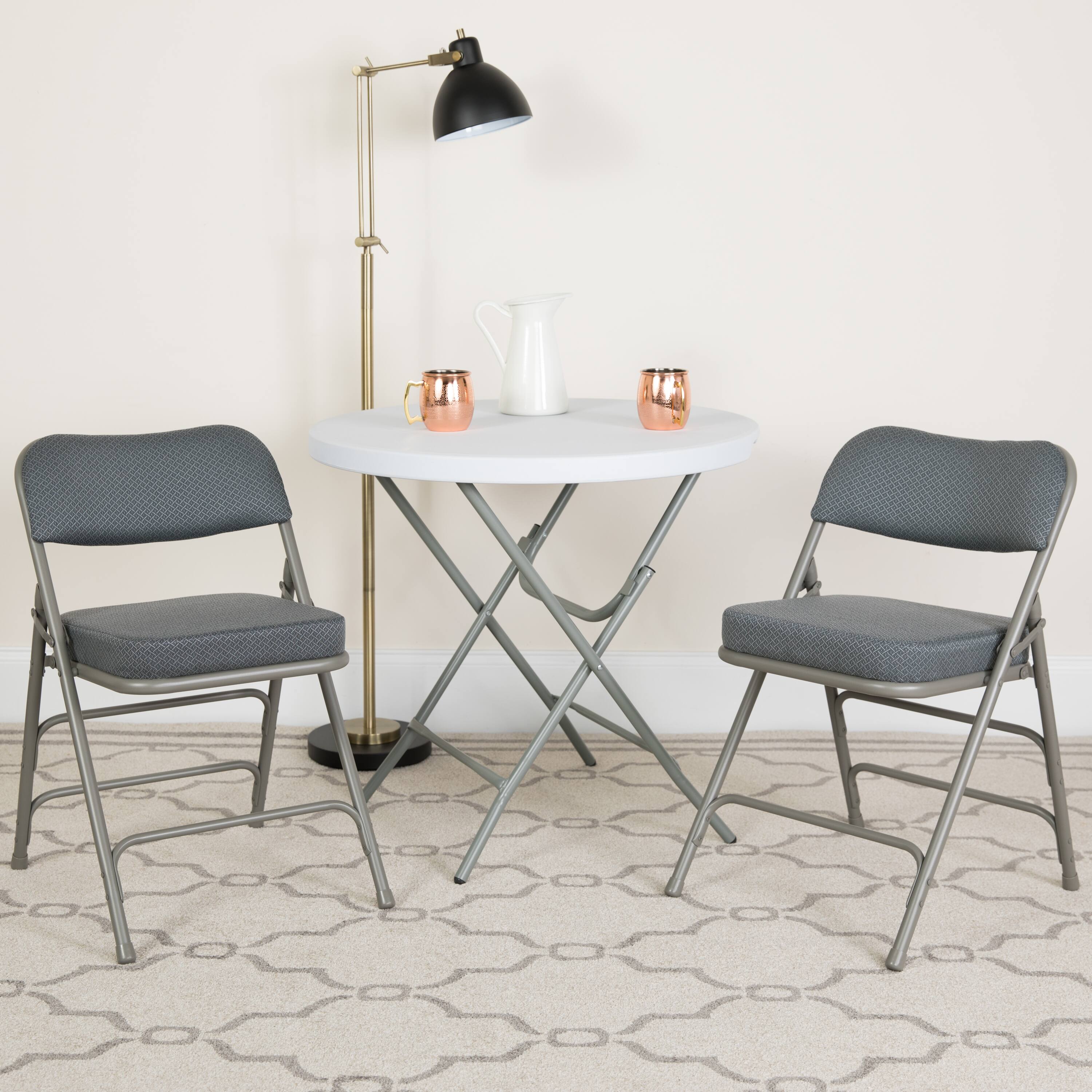 Alt View 1. Emma + Oliver - 4 Pack Home & Office 18.5"W Party Events Padded Metal Folding Chair - Gray Fabric/Gray Frame.