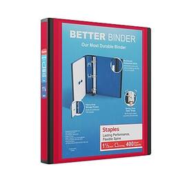 Staples - 1 1/2" 3-Ring Better Binder, D-Ring - Red