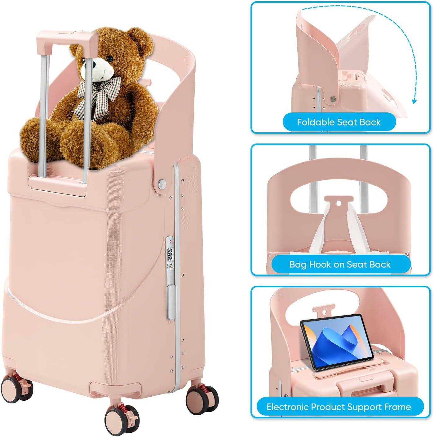 Foldable Seat Back  
Bag Hook on Seat Back  
Electronic Product Support Frame