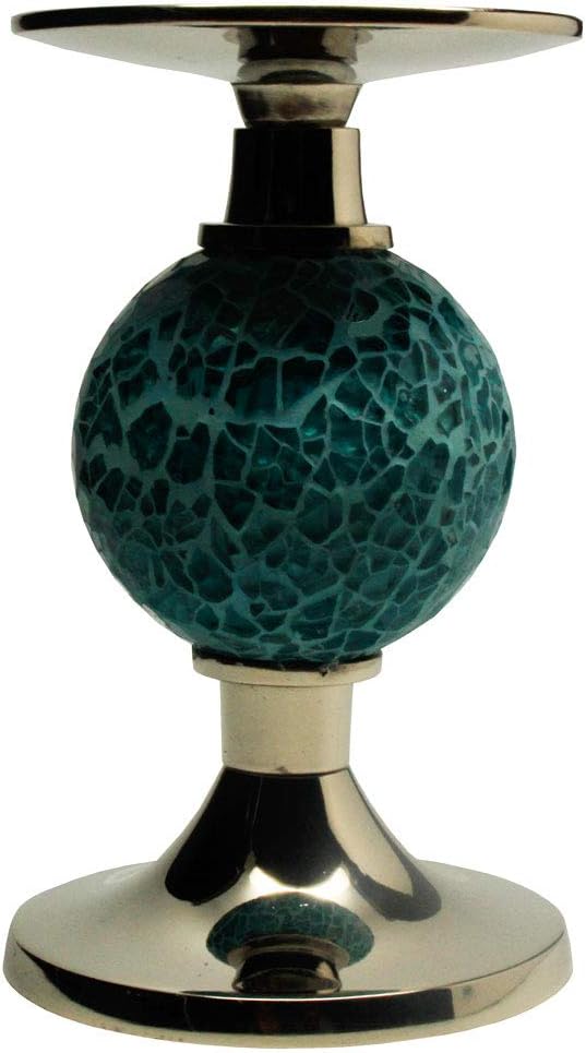 Front. Amber Sporting Goods - Blue Moon 6" Candle Pillar Holder – Elegant Table Décor, Centerpiece & Wedding Gift - Blue.