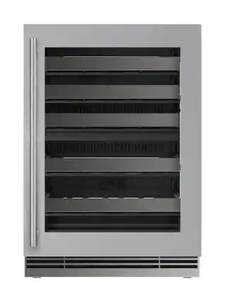 Front. U-Line - 24"W. 5.1 Cu.Ft. Built-In Dual-Zone Wine Ref.-Stainless Steel Frame w. Glass - Stainless Steel.