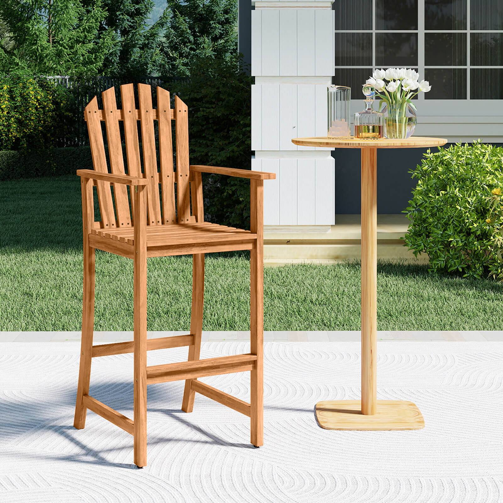 Alt View 1. Costway - Costway Tall Adirondack Chair with Back, Armrests and Footrest for Balcony, Porch, Deck - Natural.