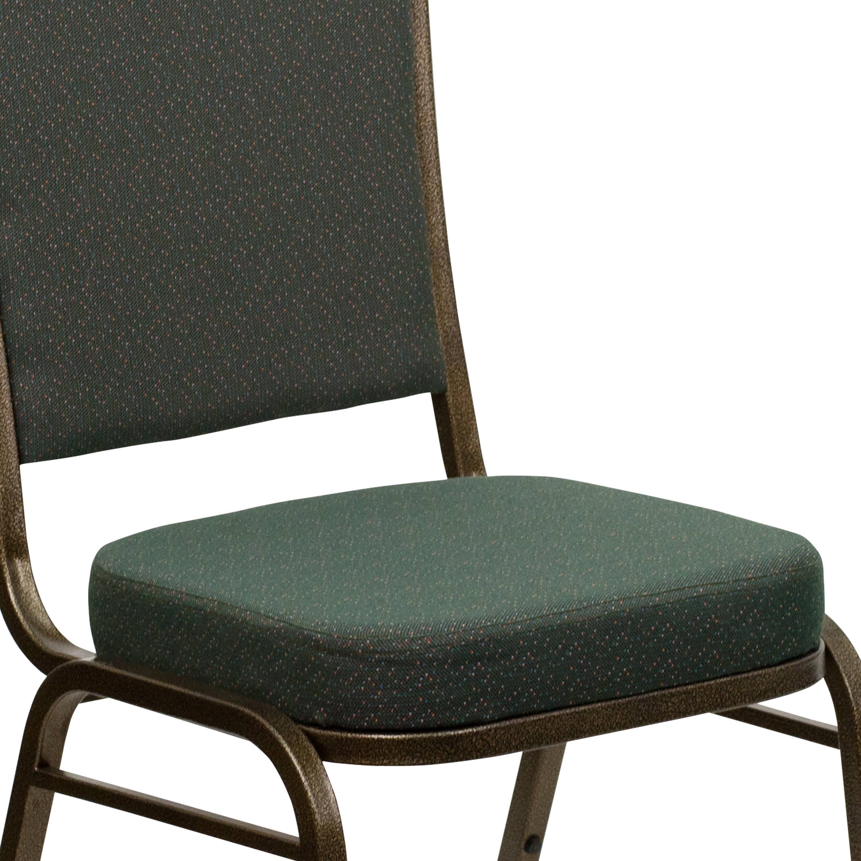 Alt View 9. Emma + Oliver - Crown Back Stacking Banquet Dining Chair - Green Patterned Fabric/Gold Vein Frame.
