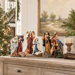 Glitzhome - 8"H Resin Nativity Figurine Set - Multi-Colored