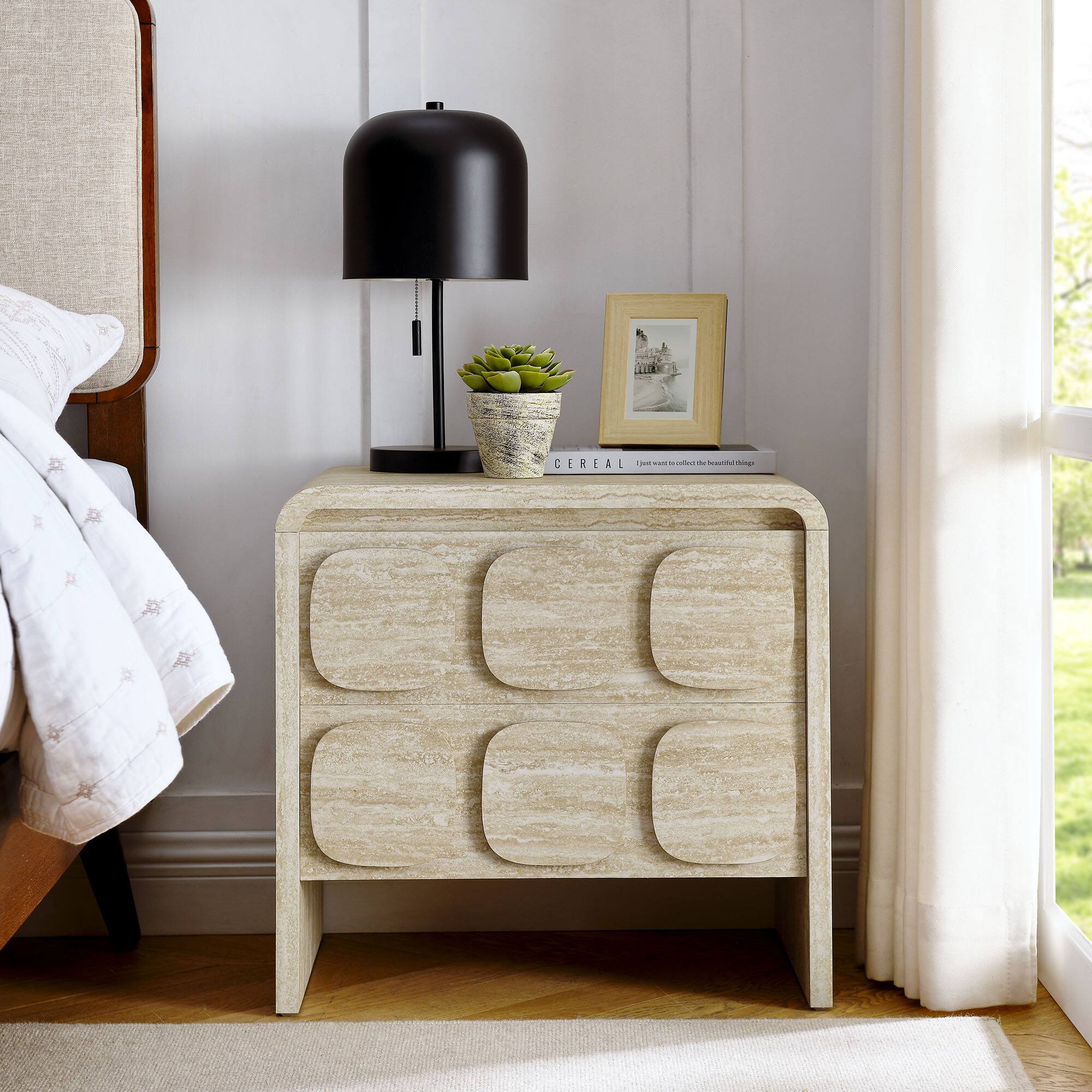 Toscana 2-Drawer Nightstand by Modway - Travertine