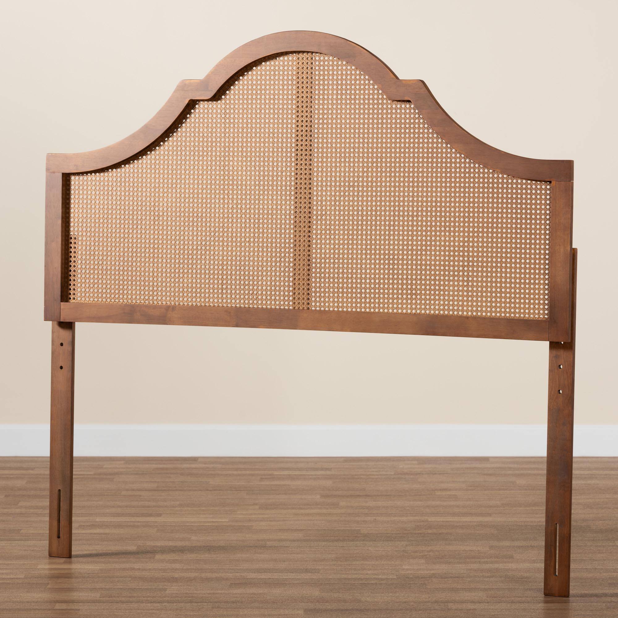 Alt View 2. Baxton Studio - Camila Classic and Traditional Finished Wood Queen Size Headboard with Rattan - Ash Walnut.
