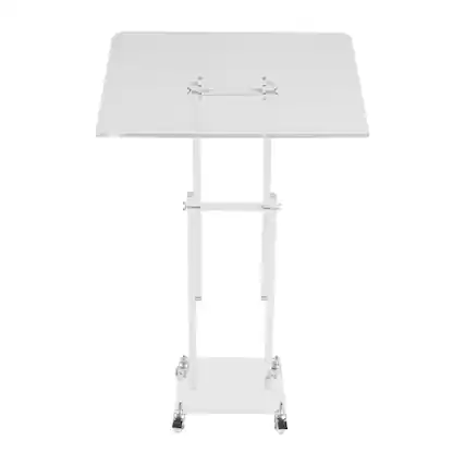 Front. Stock Preferred - Clear Acrylic Lectern with Adjustable Height & Tilt - White.