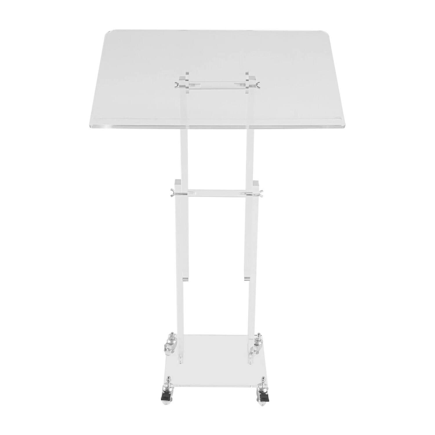 Front. Stock Preferred - Clear Acrylic Lectern with Adjustable Height & Tilt - White.