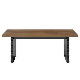 Kadyn - 63-Inch Modern Dining Table for 6 with Black Wave-Shaped Metal Legs - Brown