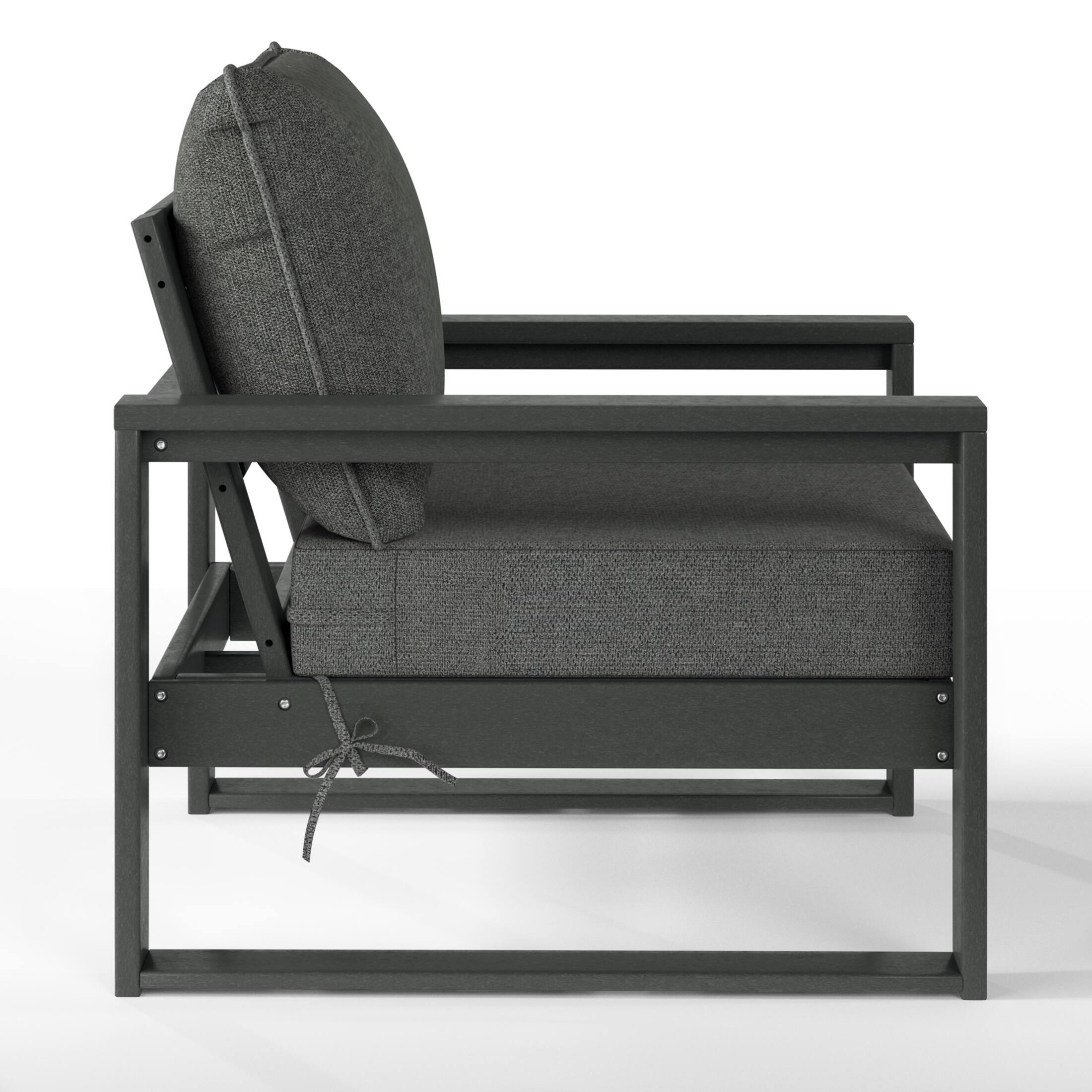 Back. WestinTrends - WestinTrends Montara Outdoor Modern HDPE Patio Club Chair with Waterproof Deep Seat Cushions (Set of 2) - Grey.
