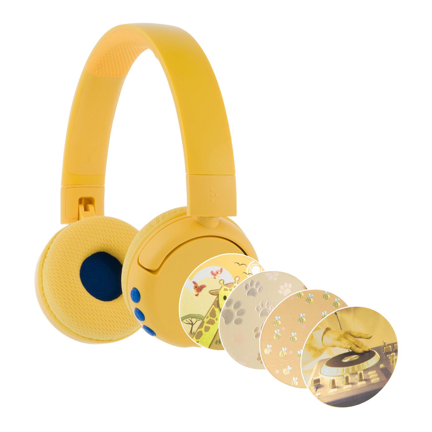 Front. ONANOFF - Onanoff Bt-bp-pop-fun-yl Pop Fun Foldable Bluetooth Kids Headphone With Microphone, Safeaudio Volume Limiting (yellow) - Yellow.