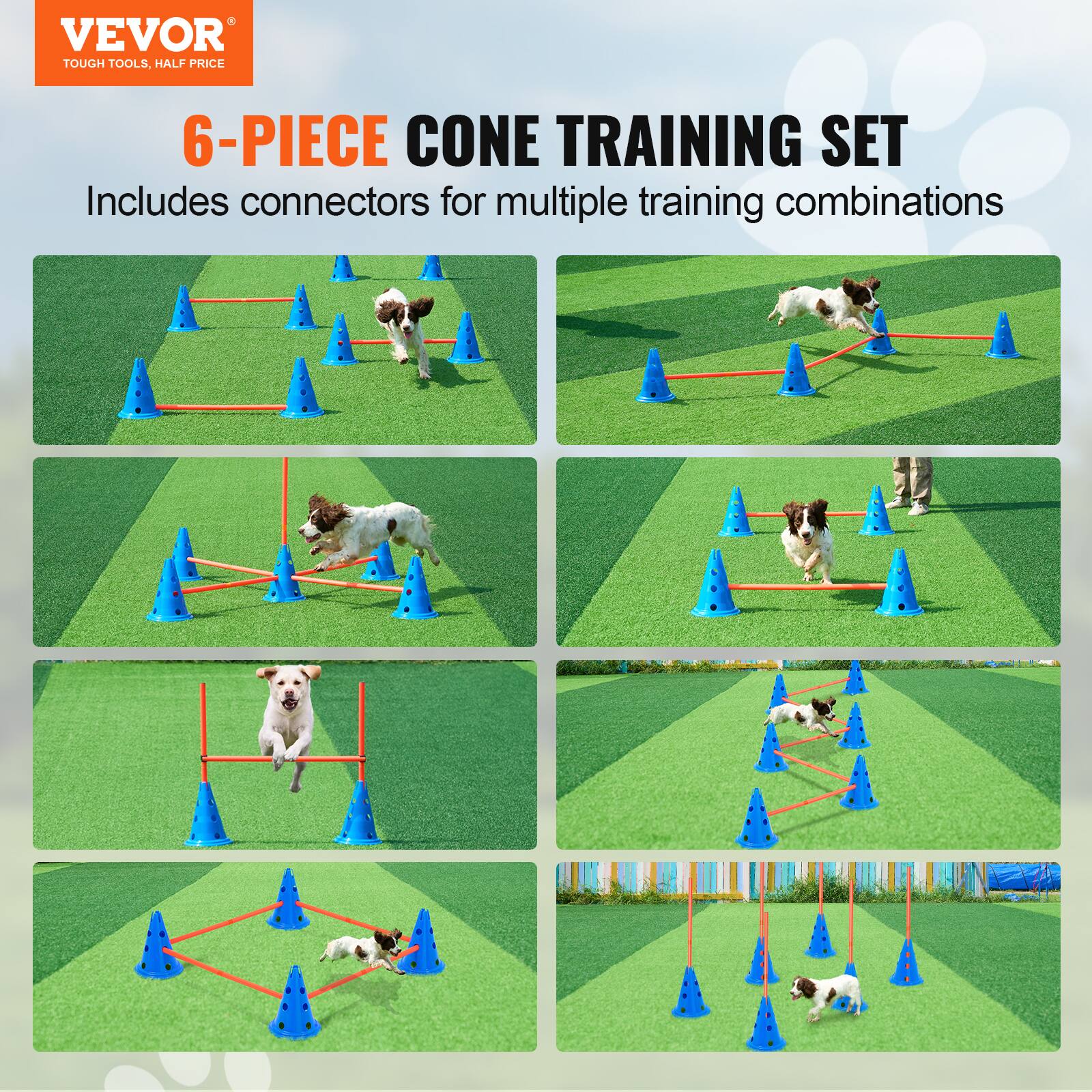 VEVOR TOUGH TOOLS, HALF PRICE 6-PIECE CONE TRAINING SET
Includes connectors for multiple training combinations