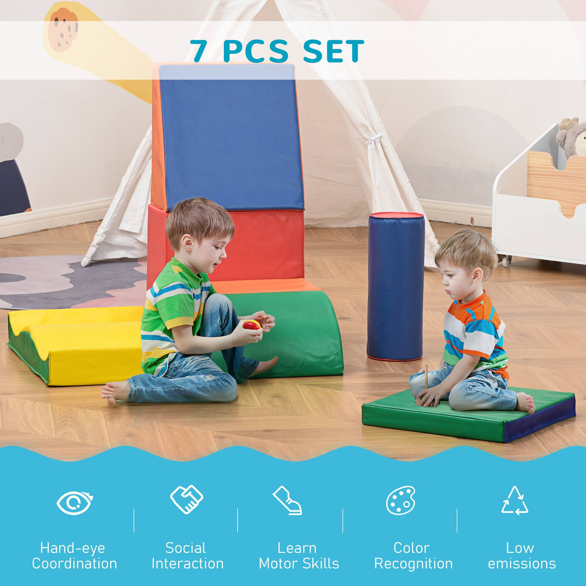 7 PCS SET

- Hand-eye Coordination
- Social Interaction
- Learn Motor Skills
- Color Recognition
- Low Emissions