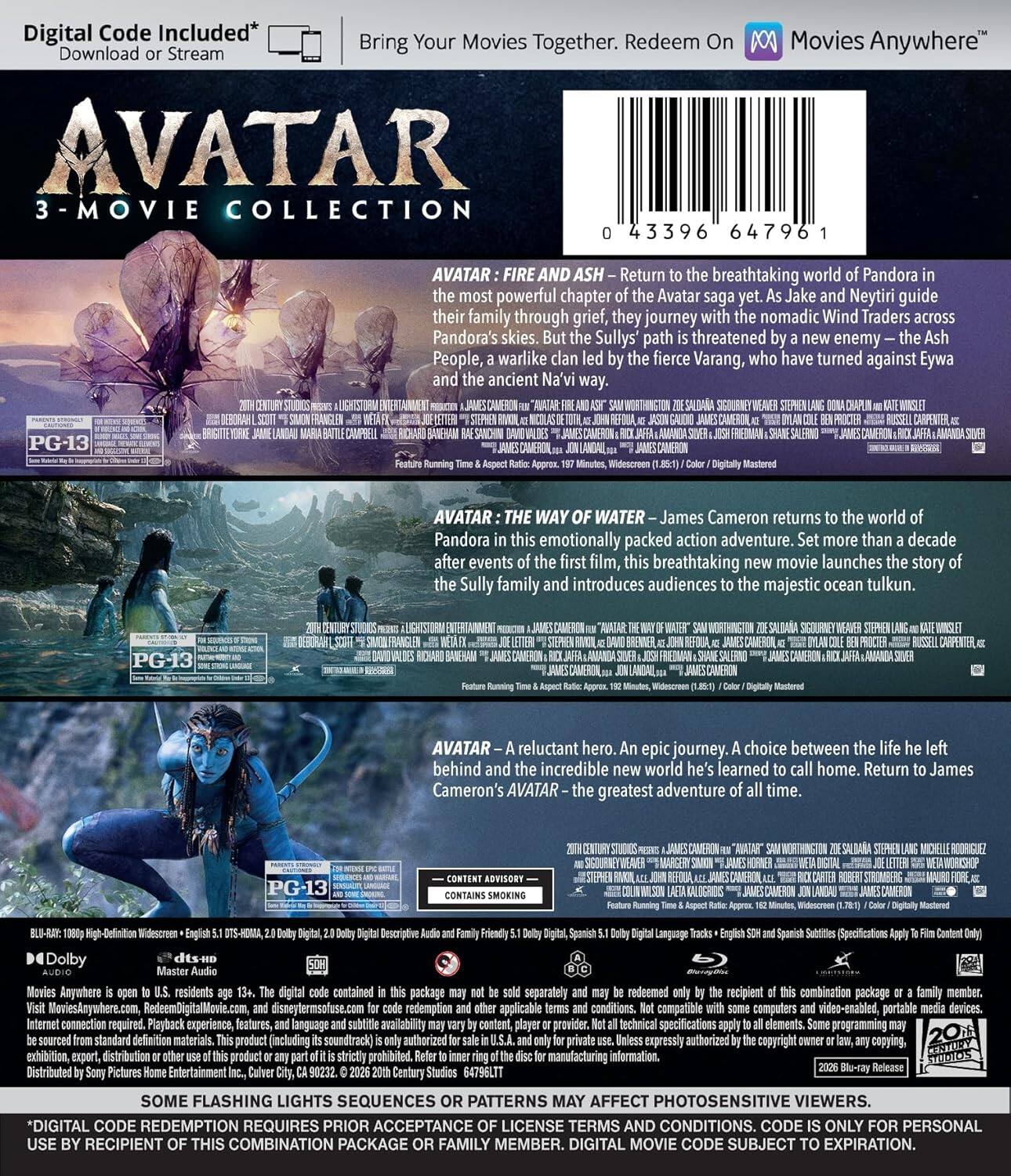 Alt View 1. Avatar: Fire and Ash / Avatar: The Way of Water / Avatar   - BLU-RAY.
