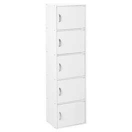Hodedah - 5 Shelf Home and Office Enclosed Organization Storage Cabinet - White