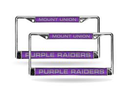 Rico Industries - Mount Union Purple Raiders Chrome Metal Laser License Plate Frame - Set of Two Frames - Multi