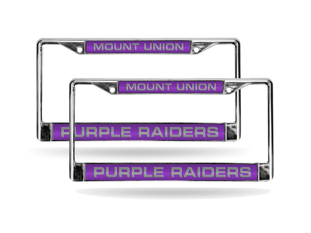 Mount Union Purple Raiders Chrome Metal Laser Cut License Plate Frame - Set of 2 Frames