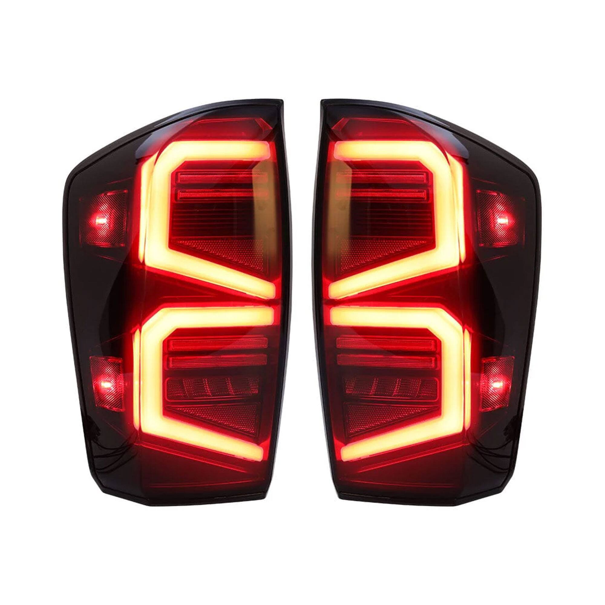 Alt View 8. AMERICAN MODIFIED - AMERICAN MODIFIED Smoked LED Tail Lights for 2016 to 2023 Toyota Tacoma, 1 Pair - Smoked lens, black housing.