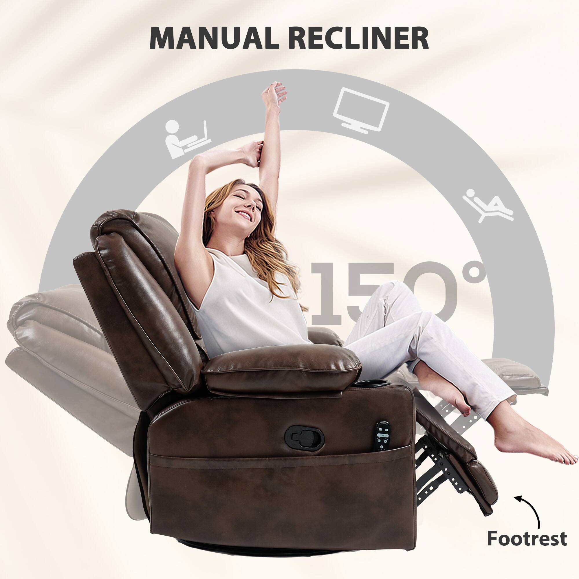 MANUAL RECLINER 150° Footrest