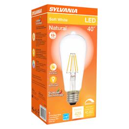 Sylvania - Natural ST19 E26 (Medium) LED Bulb Soft White 40 Watt Equivalence 1 pk