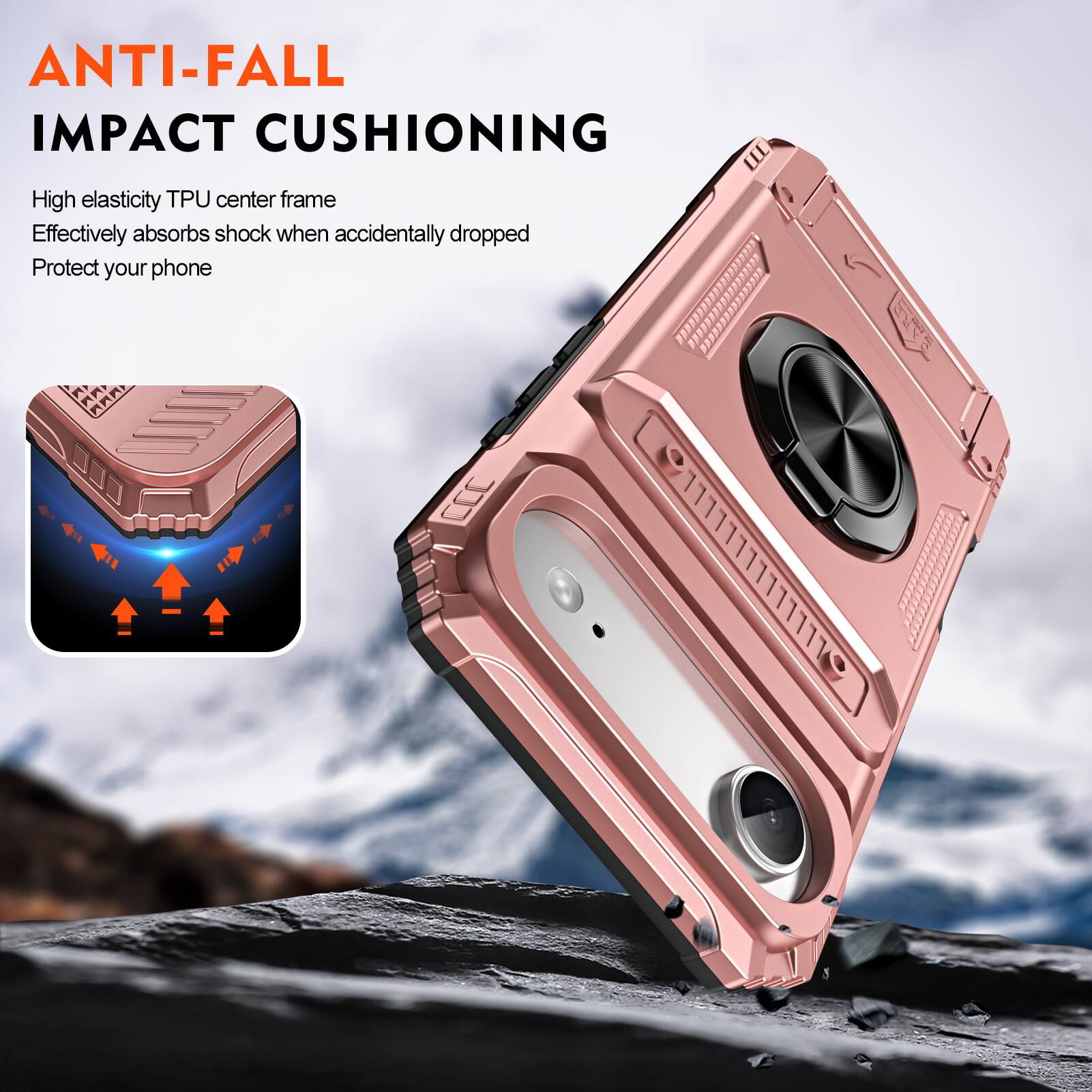 ANTI-FALL IMPACT CUSHIONING

High elasticity TPU center frame
Effectively absorbs shock when accidentally dropped
Protect your phone